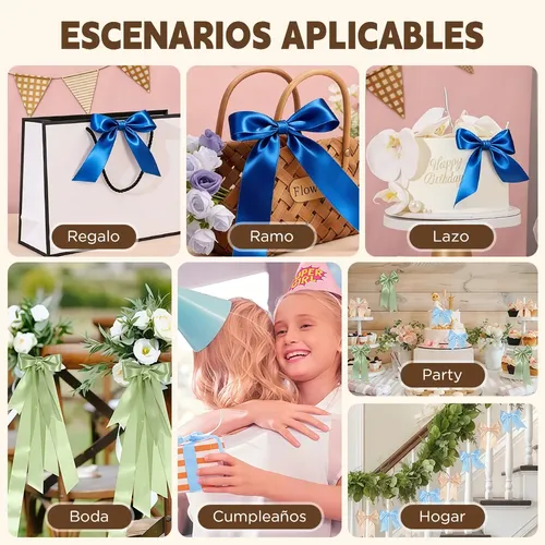 2 Rollos De Cinta Satinada Con Decoración De Colores, 4 Cm,