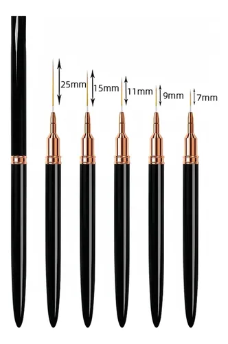 Set 5 Pinceles Finos Para Nail Art Y Líneas De Detalle B052-black