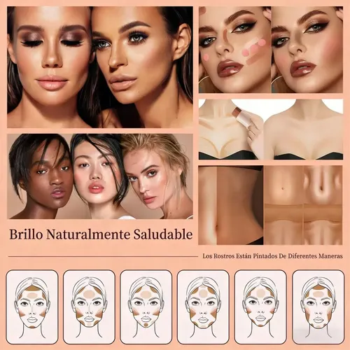 Set 3 Piezas Barra De Maquillaje: Iluminador, Rubor Y Contor