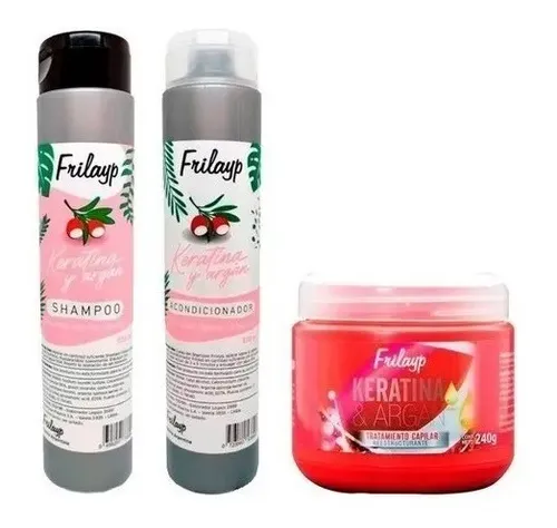 Shampoo Acondicionador Mascara Frilayp Keratina Argan 370cc