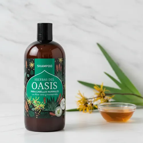 Shampoo Para Cabellos Normales Con Aloe Vera Y Hamamelis Hierbas Del Oasis Vegan Sin Parabenos