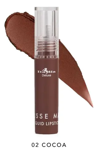 Labial Líquido Italia Deluxe Mate Larga Duración Color 02 Cocoa