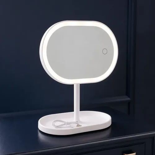 Espejo Led Recargable De Tocador Con Control Táctil