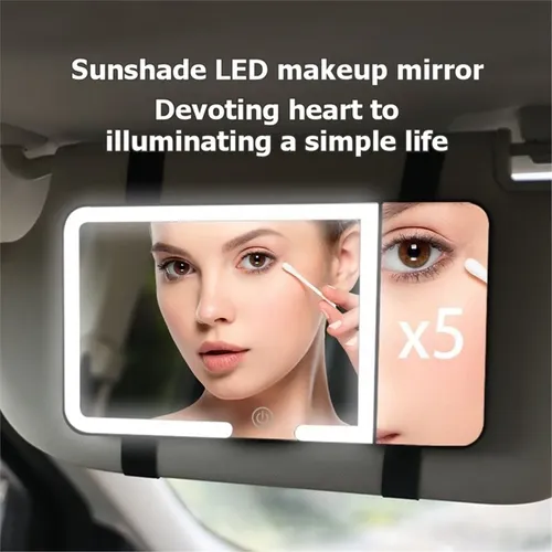 Espejo De Tocador Con Visera Solar Para Coche, Recargable, 3