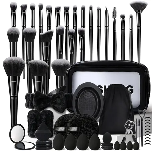 Set De 64 Pinceles De Maquillaje Rosa Maquillaje Rostro Ojos