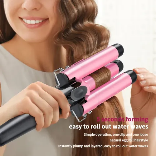 Onduladora De Cabello Triple 25 Mm Rosa