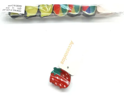 Broches Para Pelo Infantil Pack X 12 Unidades 3cm Frutas
