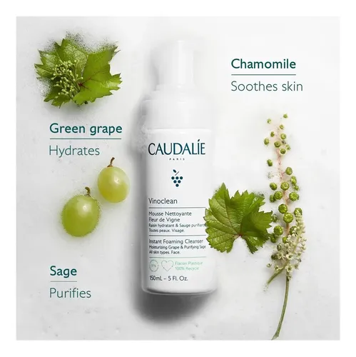 Caudalie Vinoclean Limpiador De Espuma, Tamaño Viaje Suave