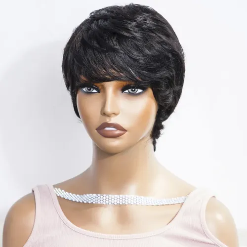 Pelucas Cortas Para Mujer, 100% Para Cortar, Pelo Elegante,