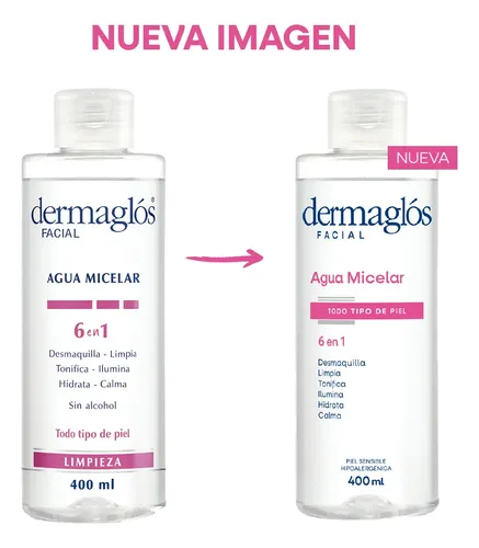 Dermaglós Facial Agua Micelar 6 En 1 X 400ml