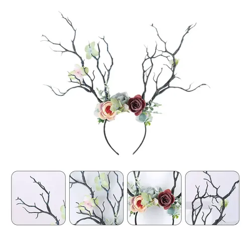 For Diadema Navideña Creativa Con Pelo De Asta, Gorro De