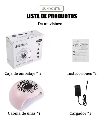 Cabina Uñas Profesional Led Uv Yc-57b 268w Soporte Celular