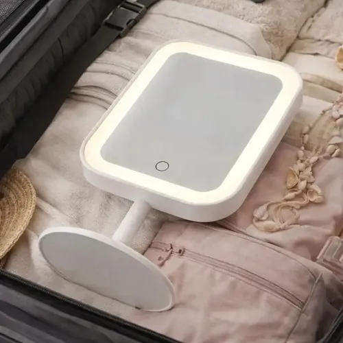Espejo Rectangular Con Luz Touch Blanco Led Usb Maquillaje
