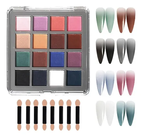 Paleta Polvo Sólido Para Uñas Moepak 16 Colores Ombre
