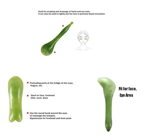 A Kit 7 Placas De Masaje Gua Sha Con Piedra Natural Jade#yy