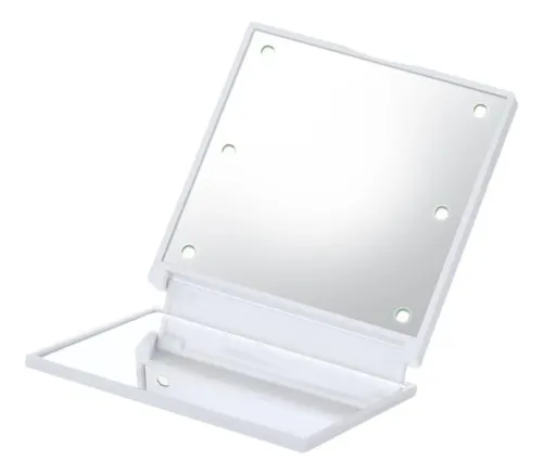 Espejo De Maquillaje Portátil Plegable Mini Led De 6 Led De