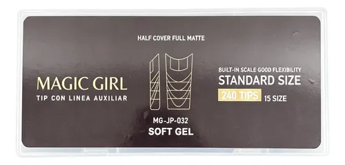 Tips Soft Gel Medio Cubrimiento Mate Coffin 240 Unidades