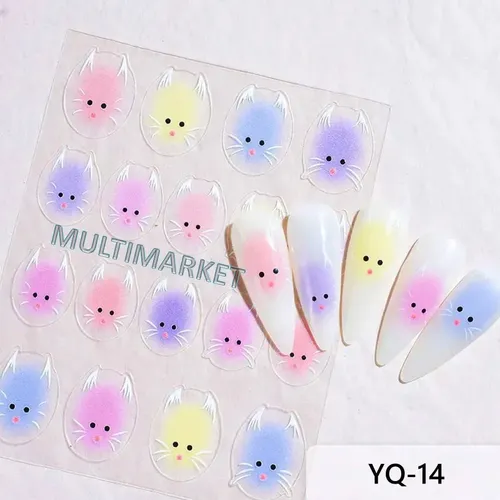 Sticker Para Uñas – Gatitos Kawaii – Pack X6 Modelos Pack 6 Modelos Gatitos
