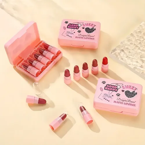 Set X5 Labiales Barra Mate Larga Duración Dragonranee