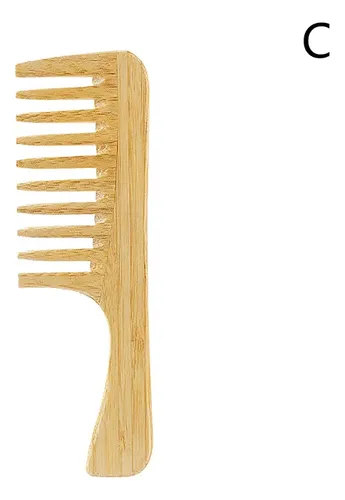 Horquilla Afro Antiestática De Madera De Bambú Natural, 1 Pi