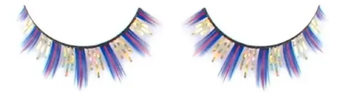 Pestañas Postizas Fantasia Jessamy Ideal Fiesta Cotillon Color Azul Y Rojo Tipo De Curvatura C