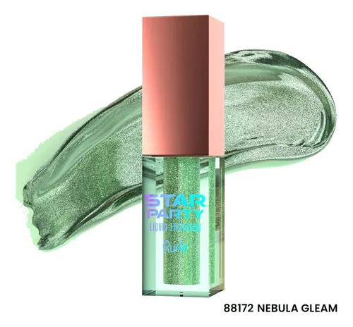 Sombra Liquida Star Party Liquid Eyeshadow Tono Nebulan Gleam (verde) Acabado Con Glitter Rude Cosmetics