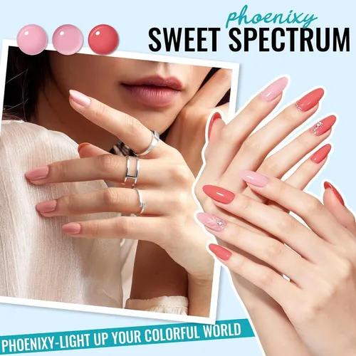Juego De Esmalte En Gel 54 Colores Phoenixy Con Base Y Top