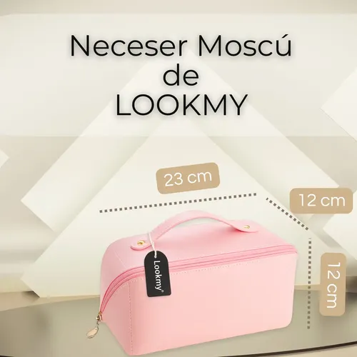 Neceser Rosa Modelo Moscú De Lookmy Porta Maquillaje Mujer | Porta cosméticos de eco cuero para viaje o baño