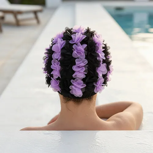 Gorro De Baño Floral Para Mujer, Moderno Turbante Retro Para