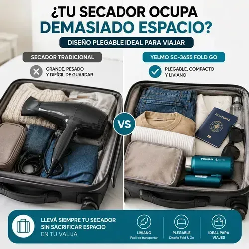 Secador Pelo Viaje Yelmo Sc-3655 Secadora Bivolt Compacta