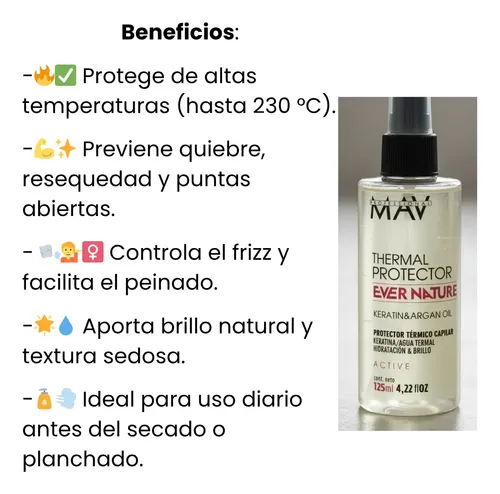 Protector Térmico Con Argán Y Keratina 125ml Secador Plancha