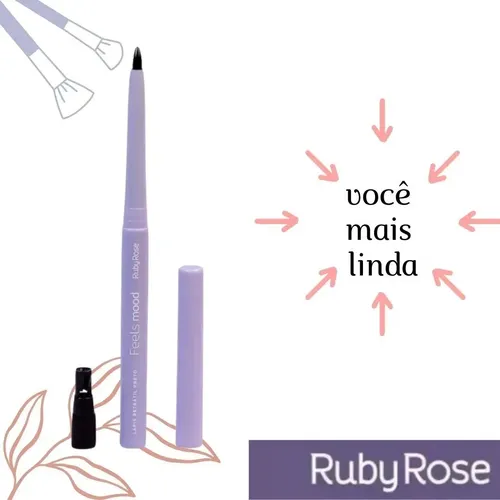 Lápiz retráctil negro Feels Mood de Ruby Rose Hb 514