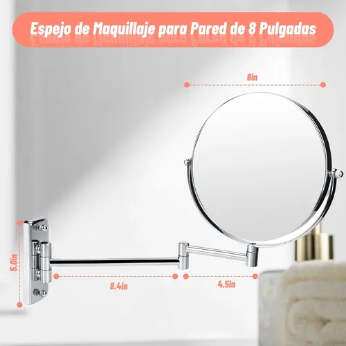 Espejo De Tocador De 8 Pulgadas Con Montaje En Pared