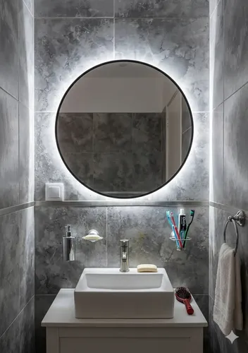 Espejo Luz Led 50 Cm Redondo Moderno Tecla Oculta