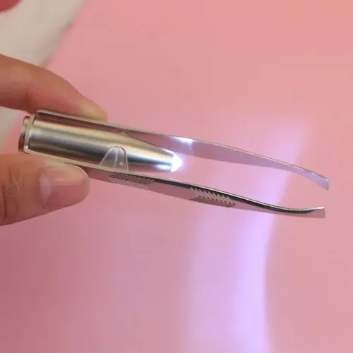 2 Pinzas Para Cejas De Acero Inoxidable Con Luz Led, Pinzas