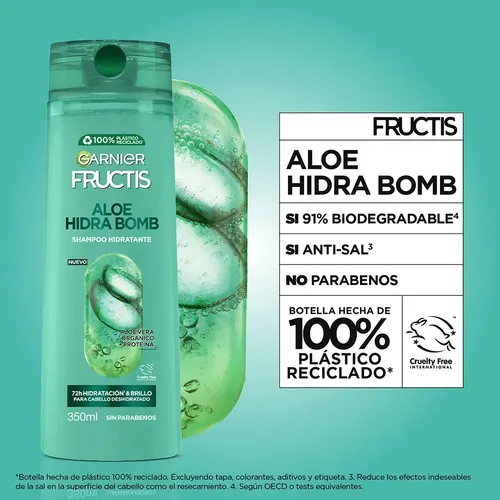 Shampoo Garnier Fructis Aloe Hidra Bomb 350ml