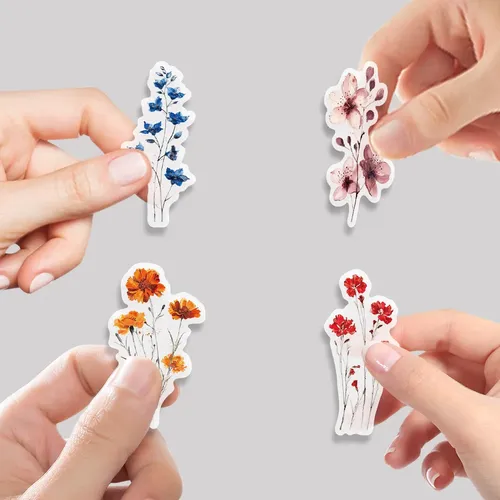 50 Stickers De Flores A Tinta China Pack