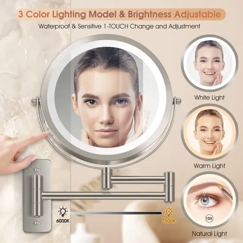 Espejo De Maquillaje Vesaur Recargable De 1x/10x Con Aumento