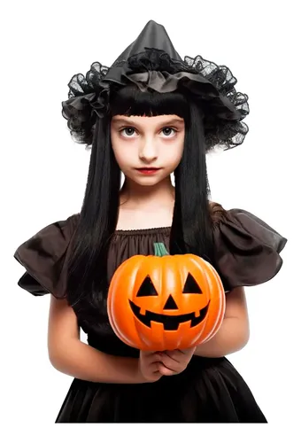 Peluca Larga Lacia Negra Halloween Bruja Deco506 Mala Terror