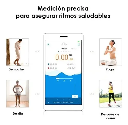 Bascula Inteligente Smart Bluetooth Masa Corporal Calidad Color Blanco
