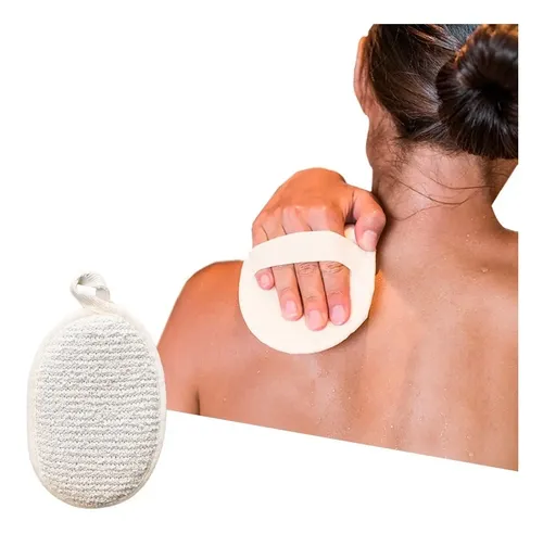 Manopla Esponja Lino De Ducha Exfoliante Cuidado Corporal
