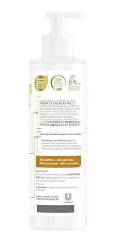 Acondicionador Dove Real Poder Plantas Purificacion X 300 Ml