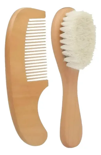 Kit Peine Y Cepillo Bebé Cerdas Naturales Suaves Suavecitas