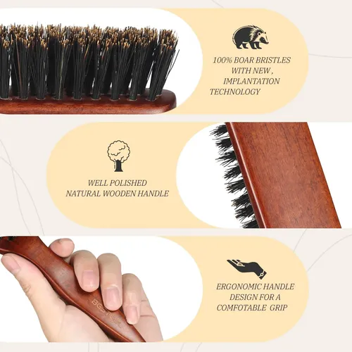 Cepillo De Pelo Bestool Pure Boar Bristle Slick Back