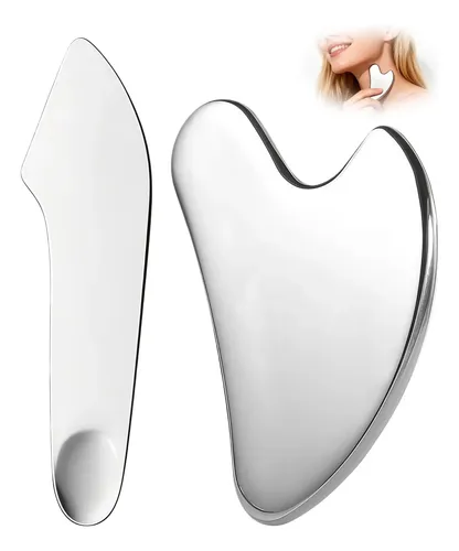 Herramienta De Masaje 2piezas Gua Sha Acero Inoxidable ,