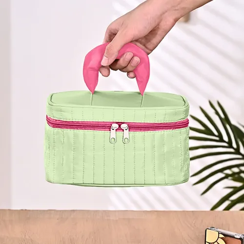 Bolsa De Maquillaje De Lona Con Asa, Organizador De Artículo