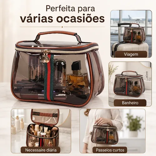 Bolsa De Maquillaje Transparente Grande Neceser De Viaje