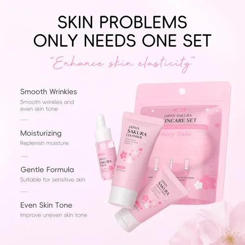 Kit De Skincare Sakura Laikou 3 Piezas – Hidratante Y