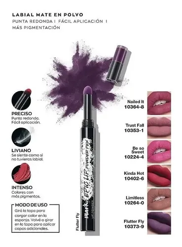 Labial Avon Epic Lip Powder Pen Tono Kinda Hot Acabado Mate Color Flutter Fly