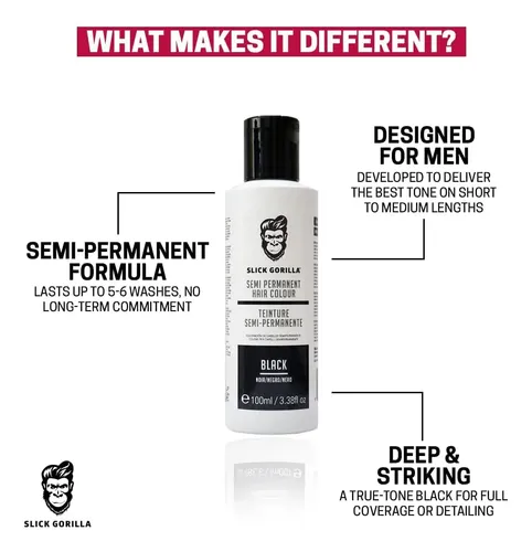 Tinte Semipermanente Negro Para Cabello Slick Gorilla